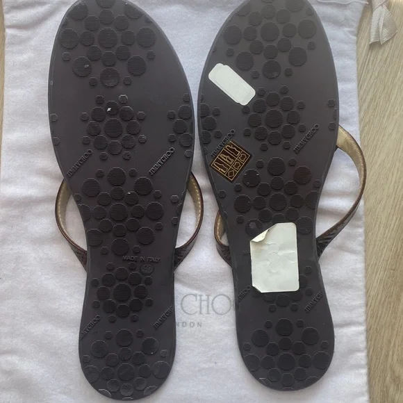 Jimmy Choo Wilma Bronze Metallic Sandal Flip flop 40 - Picture 2 of 5